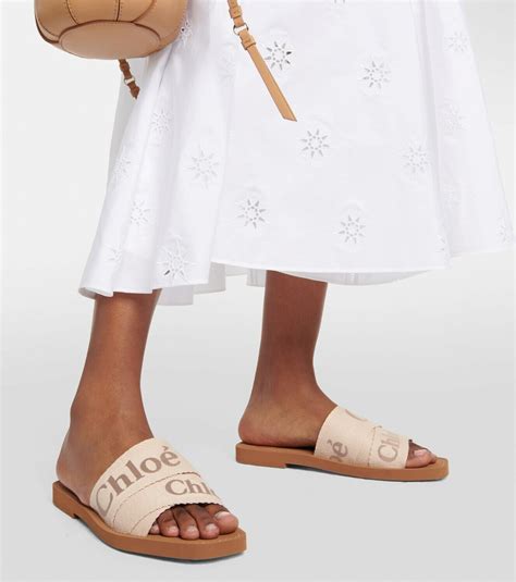 chloe woody flat mule|chloe woody canvas slides.